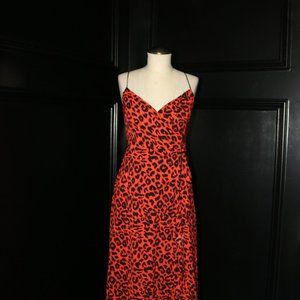 TOPSHOP Leopard Print Ruffle Slip Dress